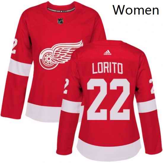 Womens Adidas Detroit Red Wings 22 Matthew Lorito Authentic Red Home NHL Jersey